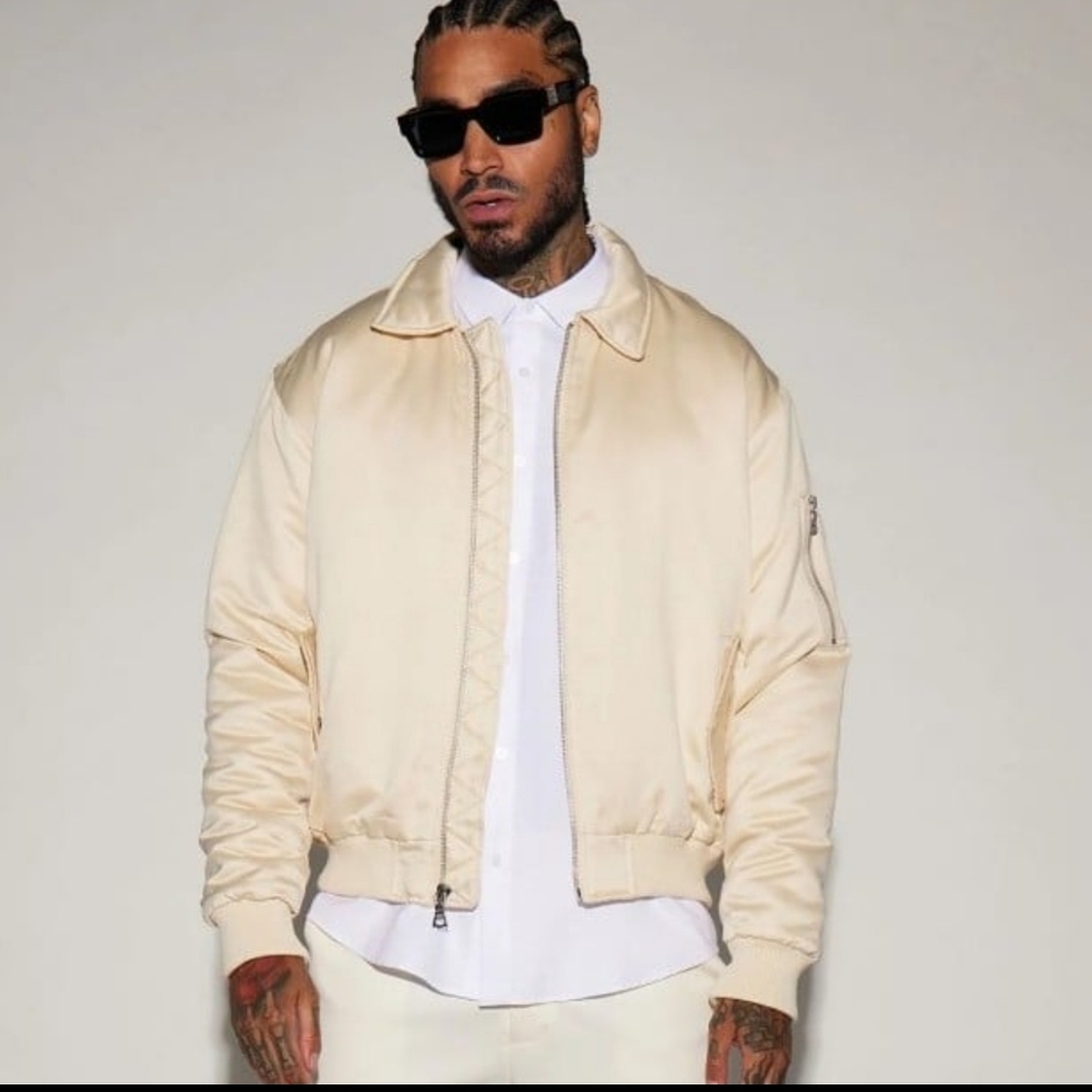 NWT MENS LUX COLLARED TAN SMALL BOMBER JACKET SMALL